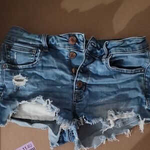 American Eagle Outfitters Blue Distressed Jean Shorts